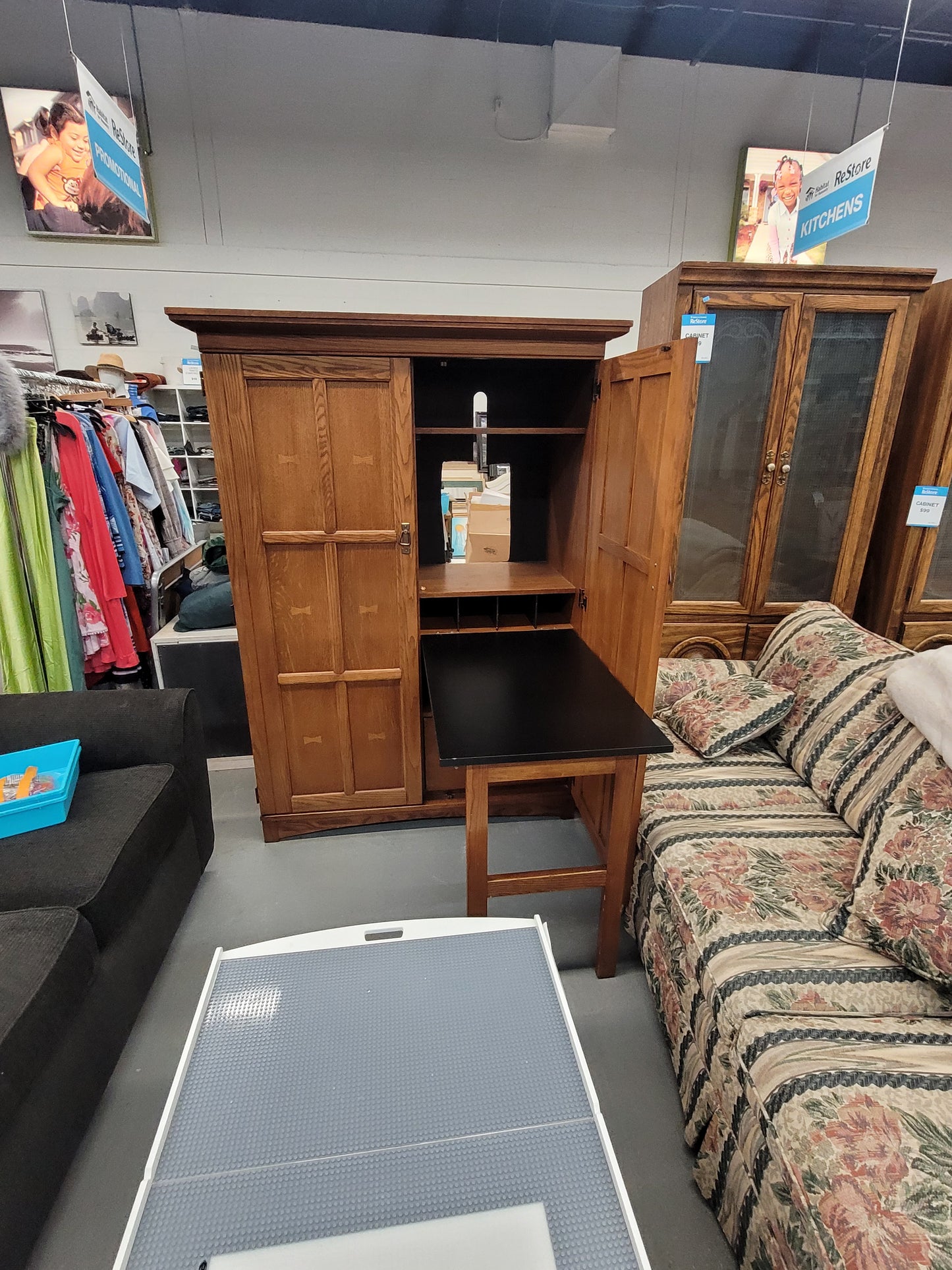 Solid Wood Secretary Armoire with Pull-Out Desk