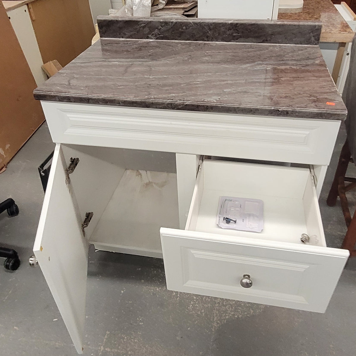White Storage Cabinet with Countertop sk058