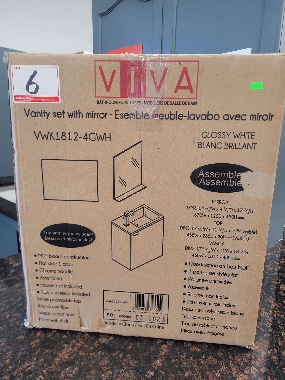 VIVA Glossy White Vanity Set with Mirror