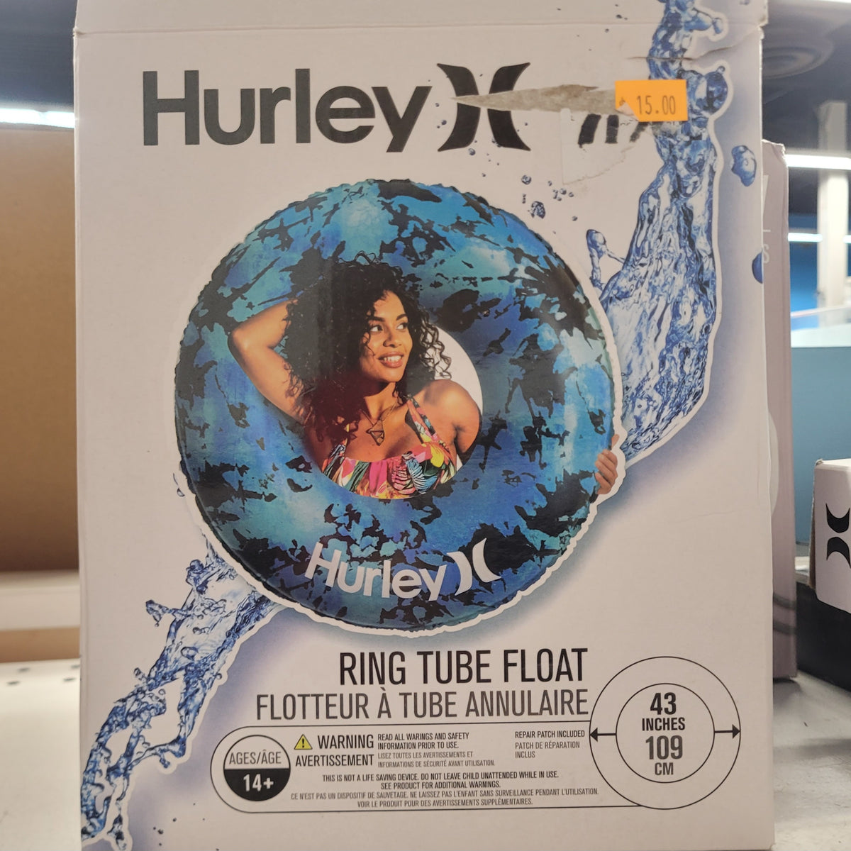Hurley 43-Inch Ring Tube Float – Blue & Black