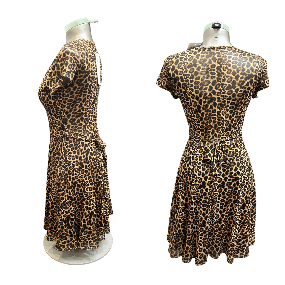 Leopard Faux Wrap Dress - Medium