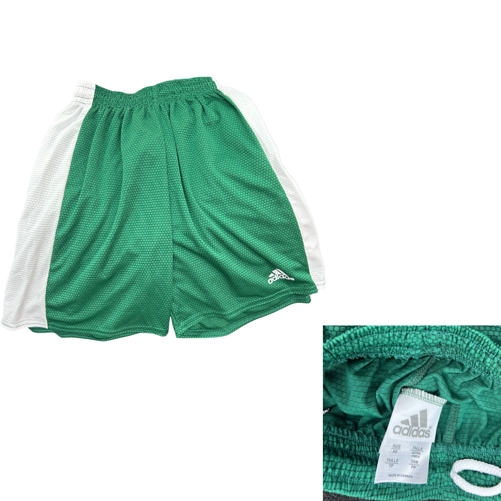 ADIDAS Youth Athletic Shorts - Green with White Stripe