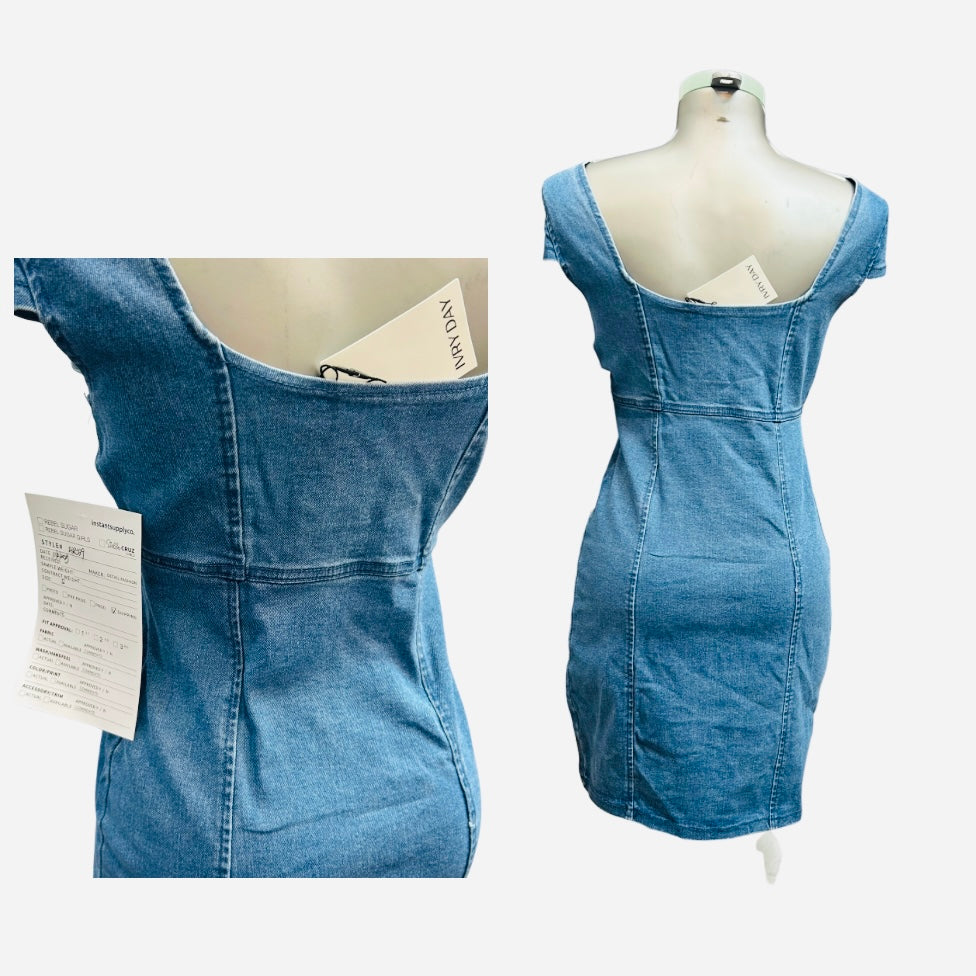 Ivry Day Zip Front Denim Mini Dress, Small