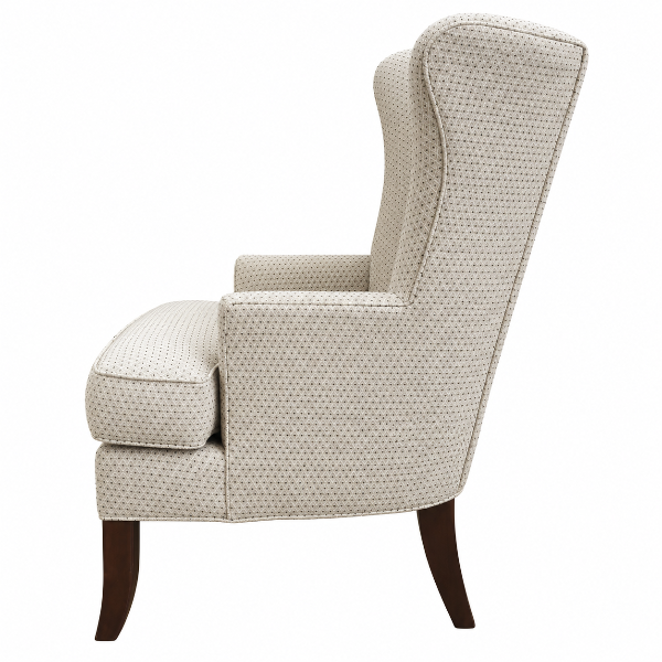 Elegant High Back Accent Chair in Ivory Patterned Fabric