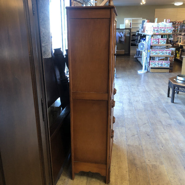 Vintage Wooden Hutch Cabinet with Decorative Ship Detail