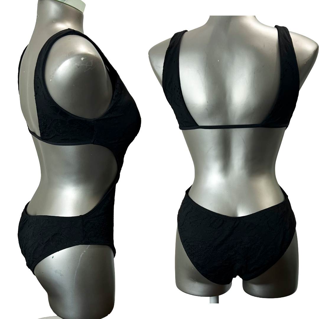 L*Space Sz 8 Black Cutout One-Piece Swimsuit (C5)