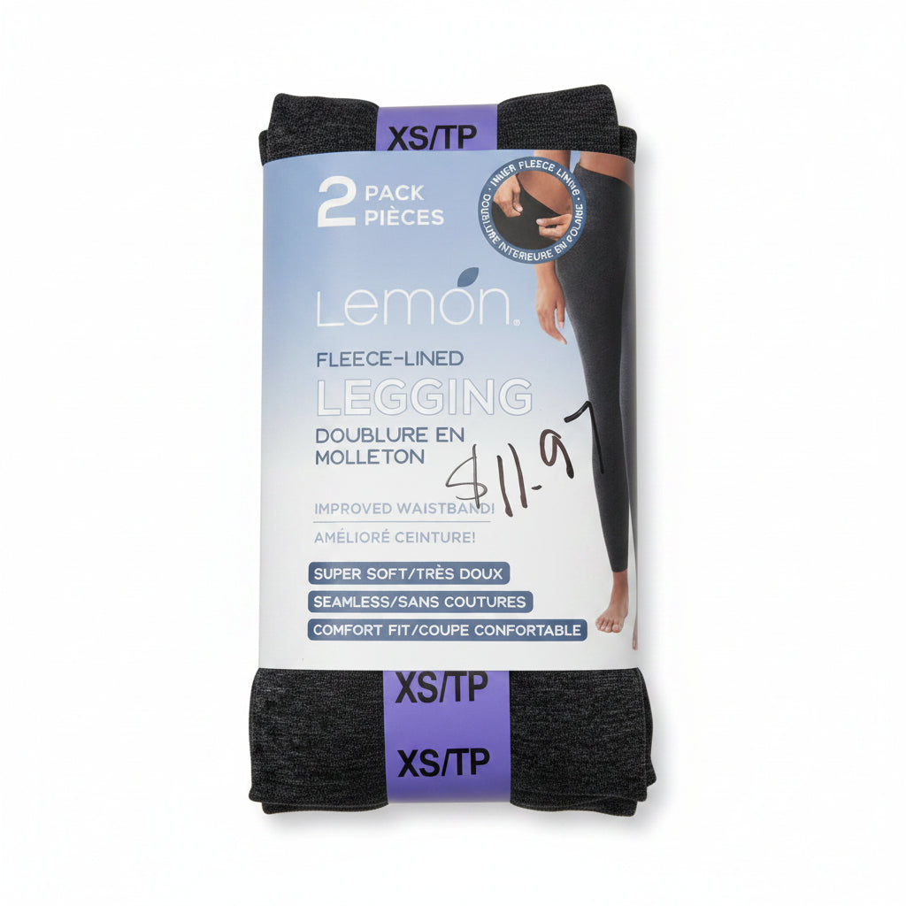 LQ - 2 PACK FLEECE-LINED LEGGINGS - WOMENS EXTRA-SMALL