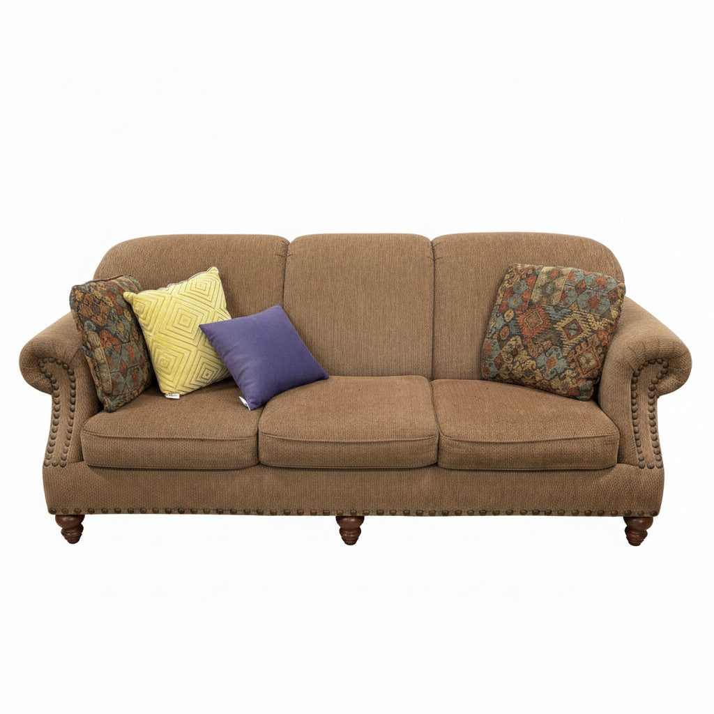 BROWN UPHOLSTERED COUCH