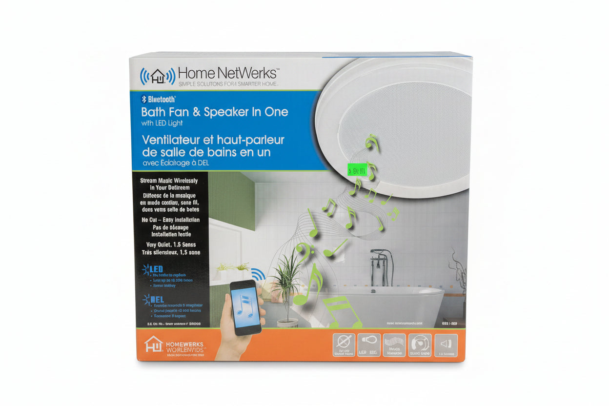 HOME NETWERK BATH FAN & SPEAKER IN ONE - LED (FEATURES BLUETOOTH)