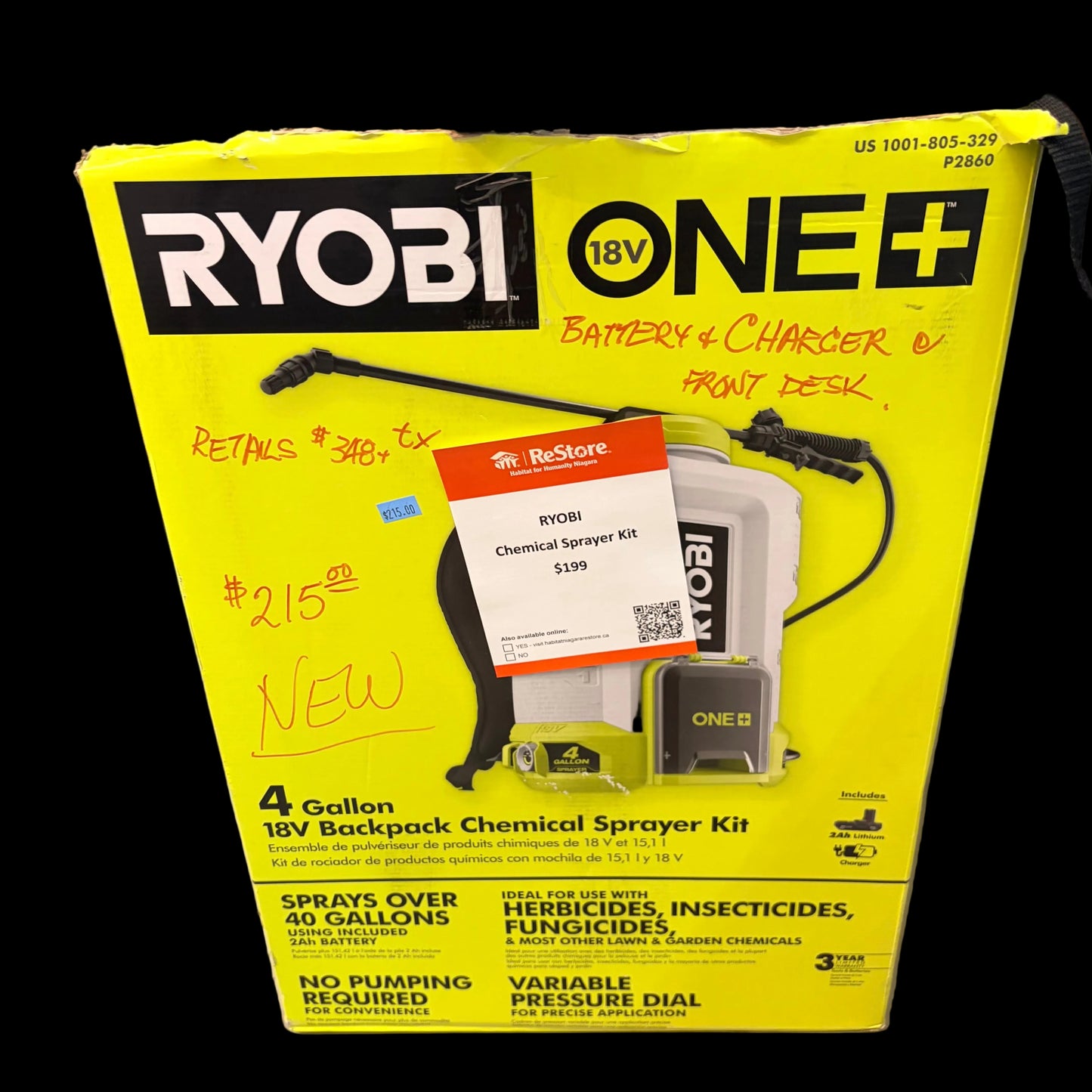 RYOBI ONE+ 18V Backpack Chemical Sprayer