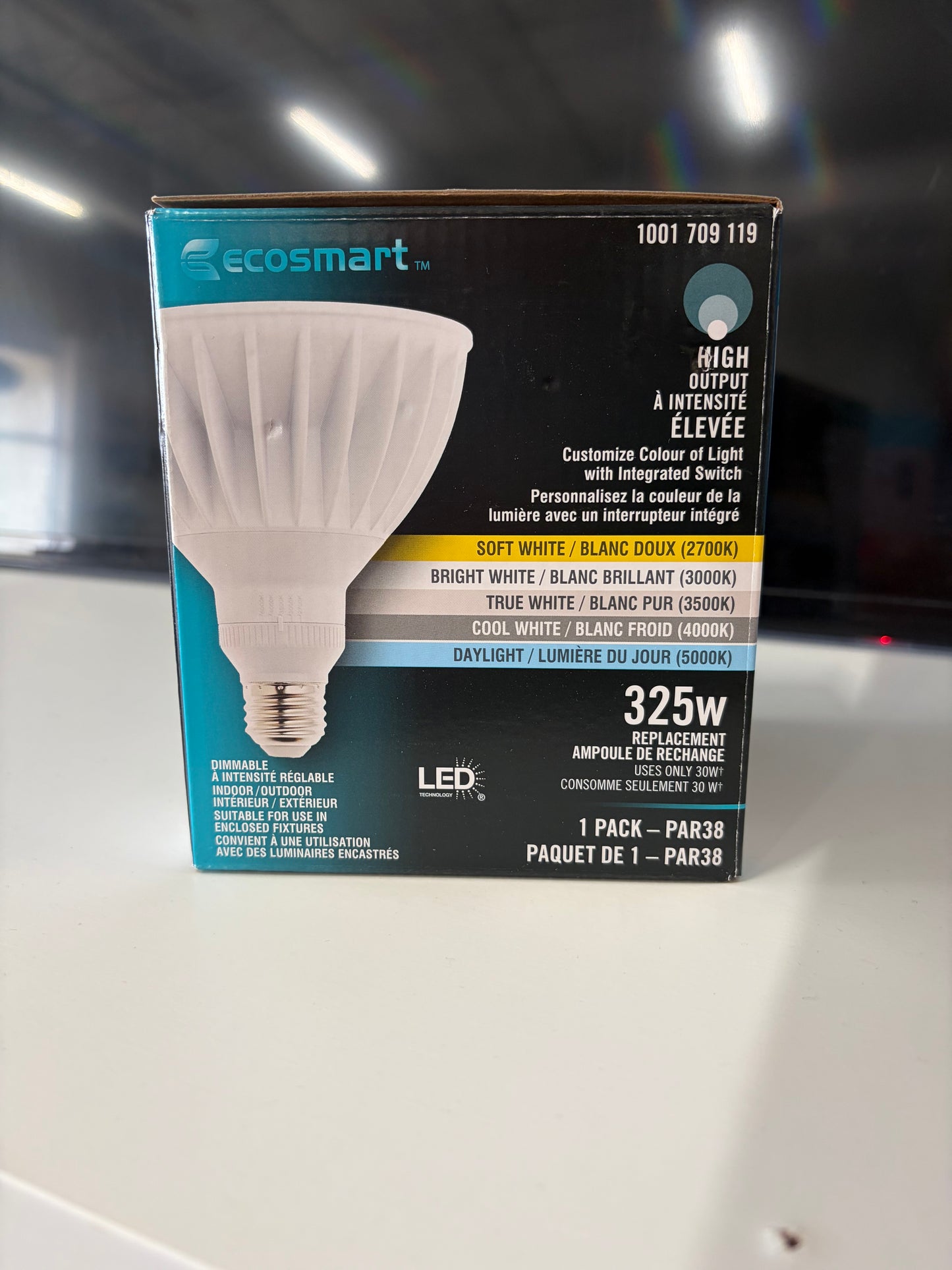 Ecosmart ECS 325 Watt Equivalent PAR38 LED Light Bulb 6CCT DIM (1-Pack)