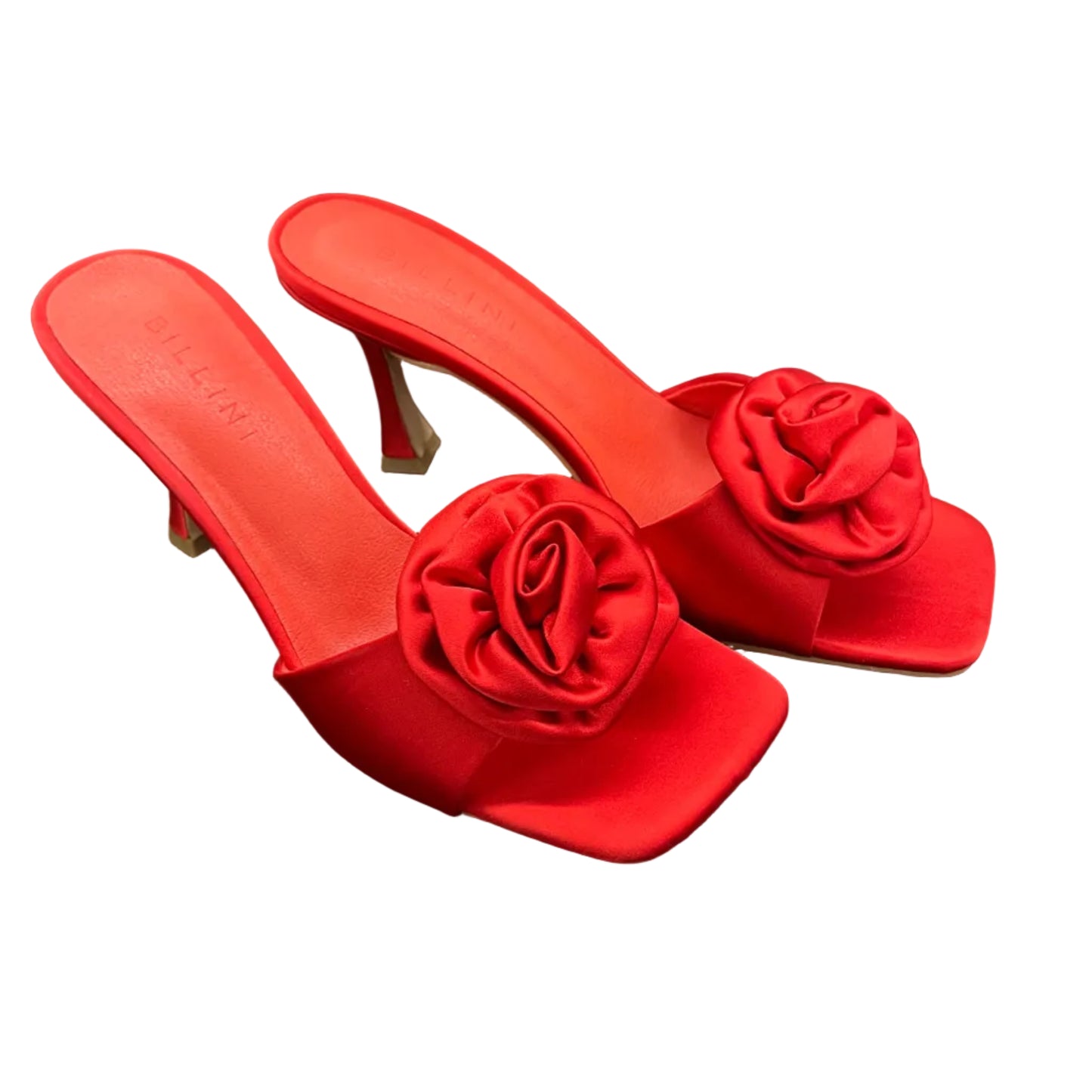 Bright Red Rose Kitten Heels - Size 8