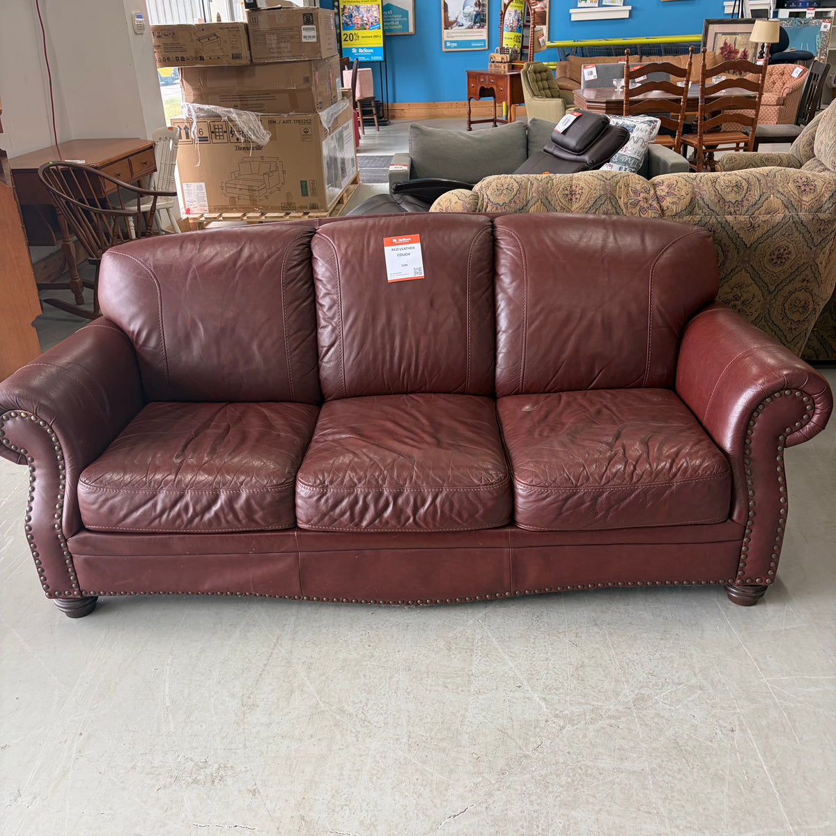RED LEATHER COUCH