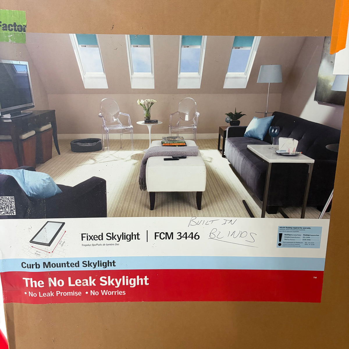 VELUX fixed curb mount skylight
