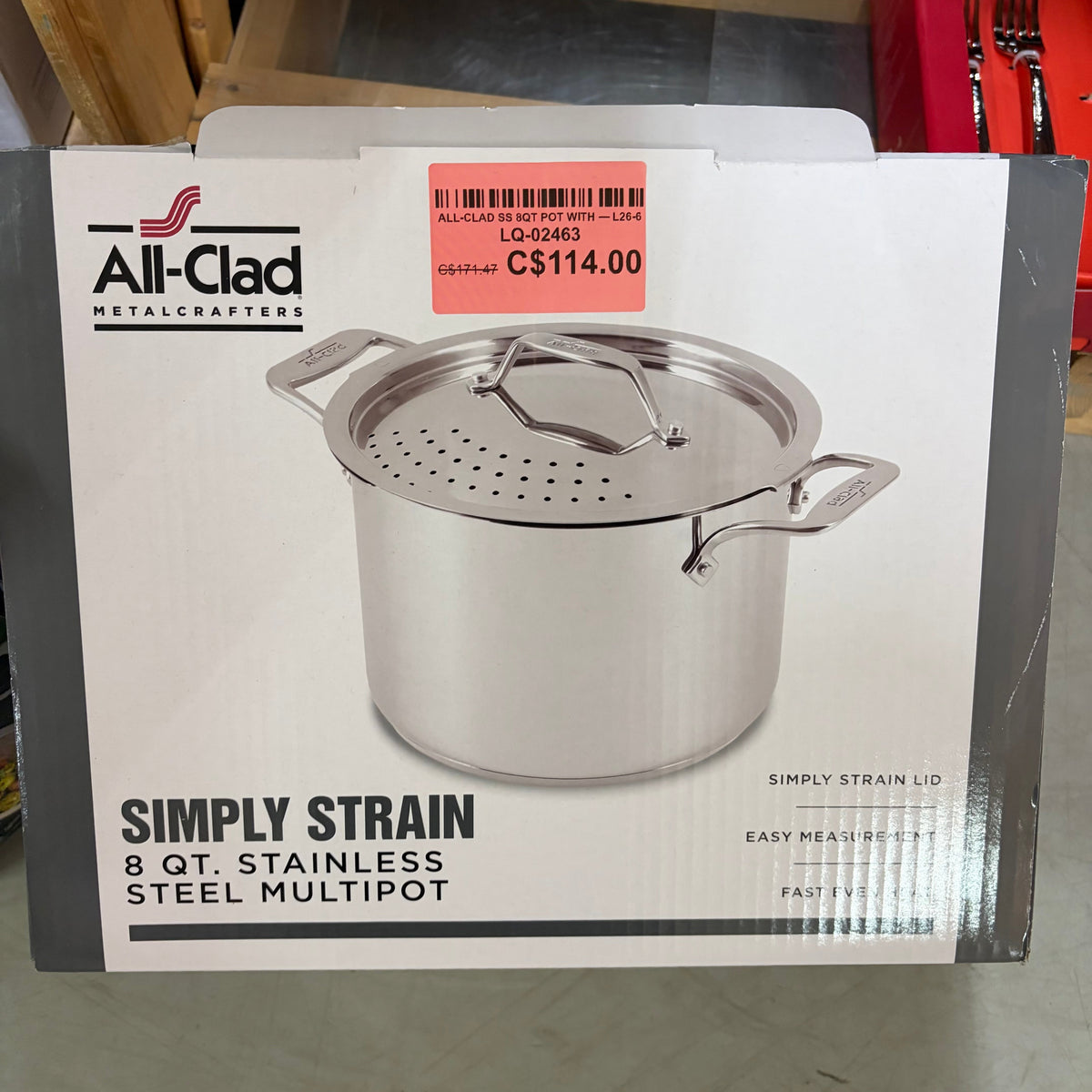 ALL-CLAD SS 8QT POT WITH — L26-6