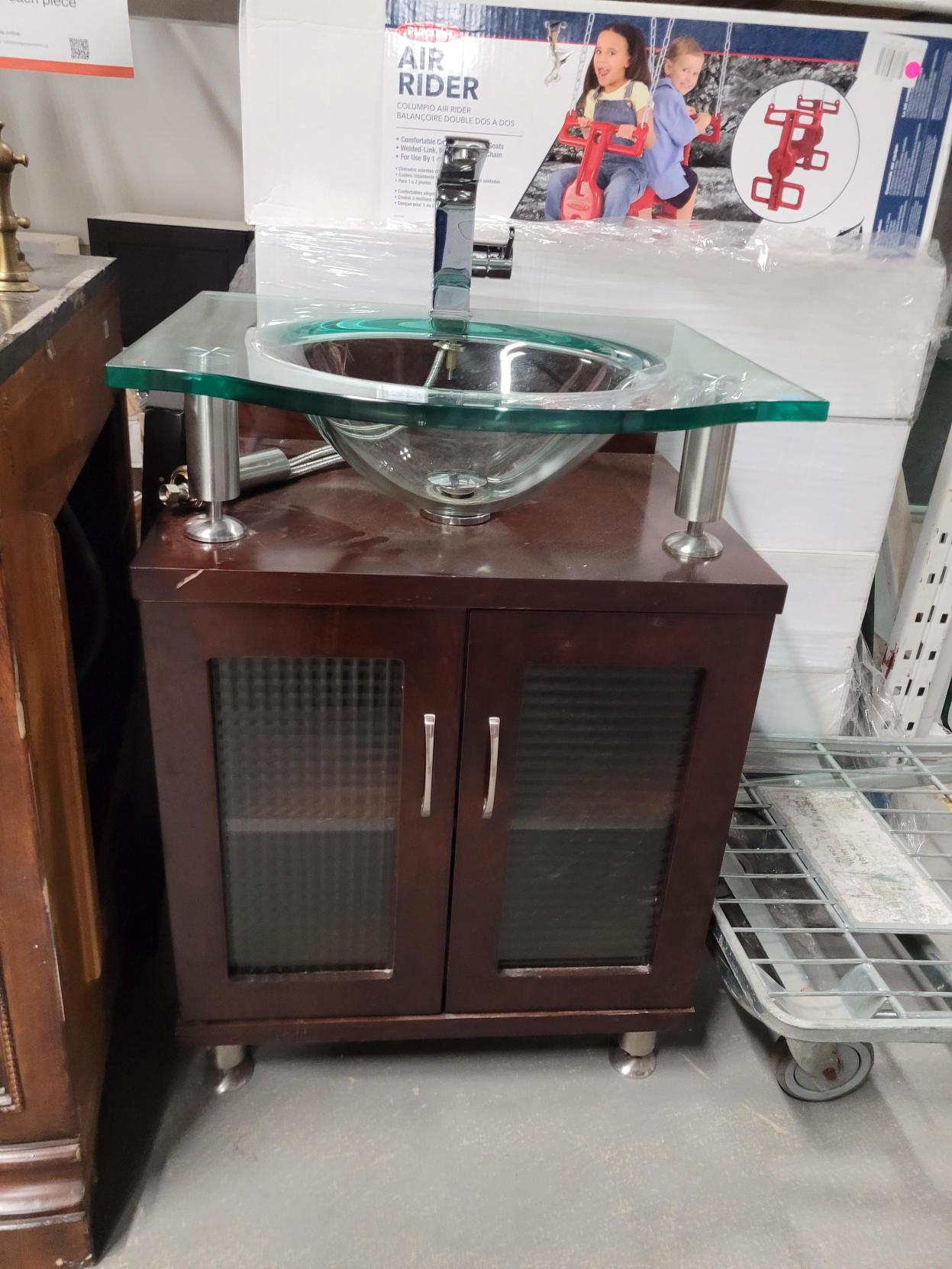 Modern Espresso Glass Vessel Sink Vanity