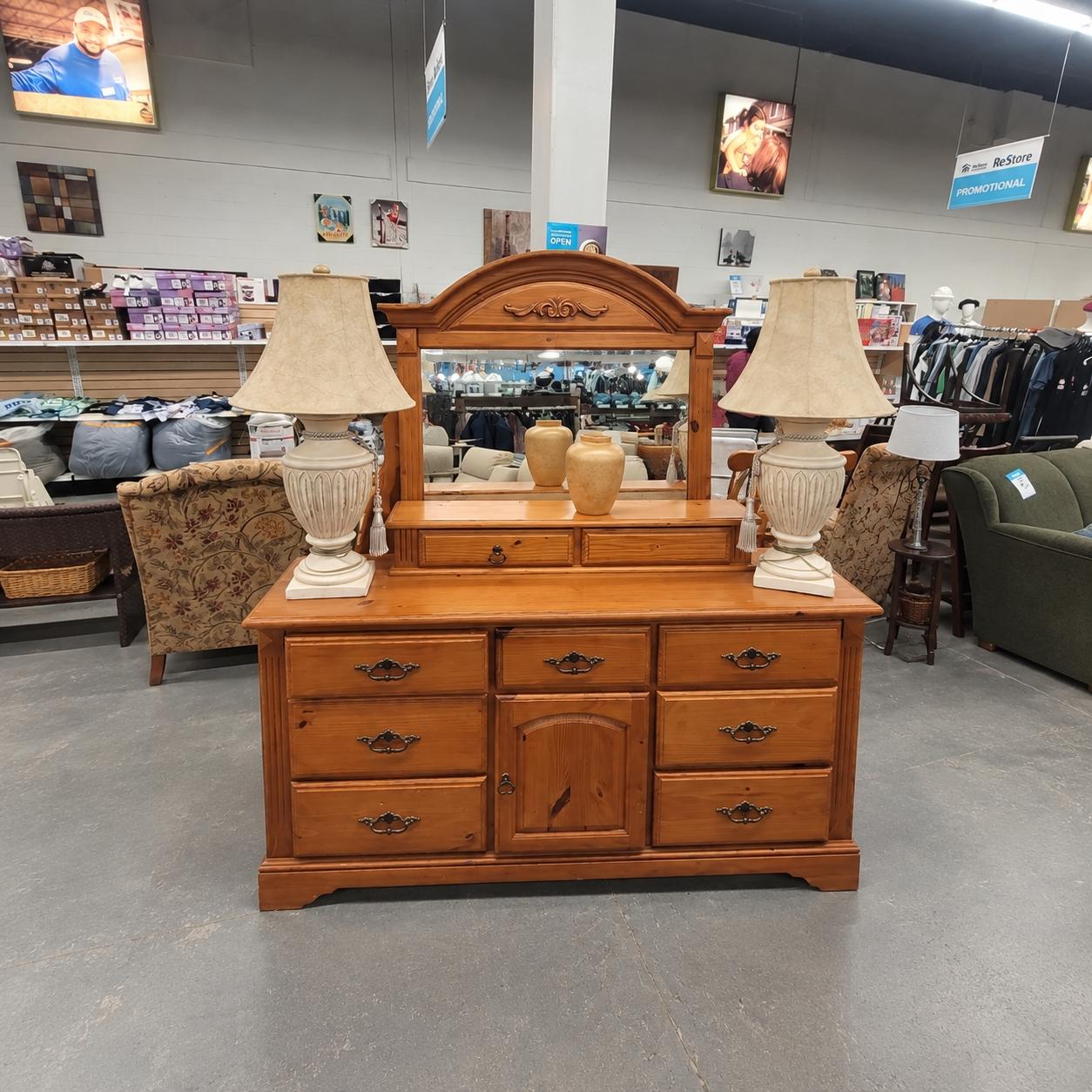 Wood Dresser with Mirror