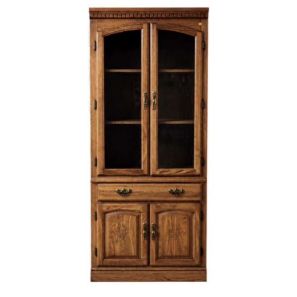 Solid Wood Display Cabinet - Oak Finish
