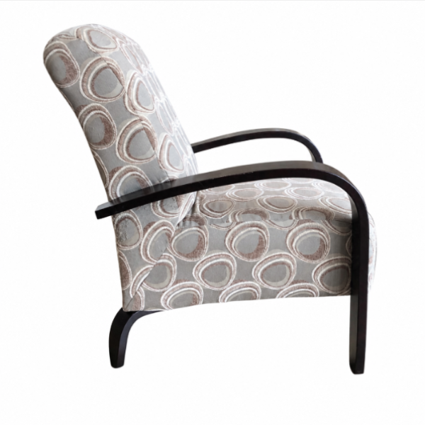 Modern Patterned Accent Armchair – Beige & Brown