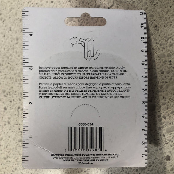 FIX IT! White Self-Adhesive Single Prong Hooks - 2 Pack