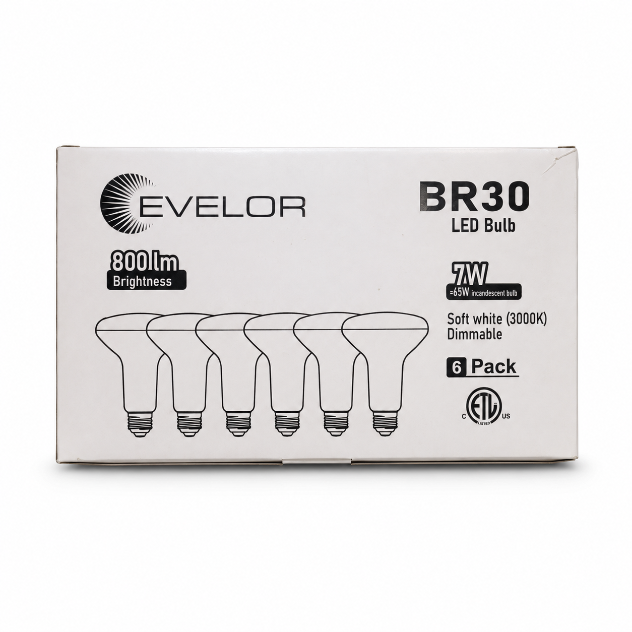 Evelor BR30 Dimmable LED Bulbs – 6 Pack