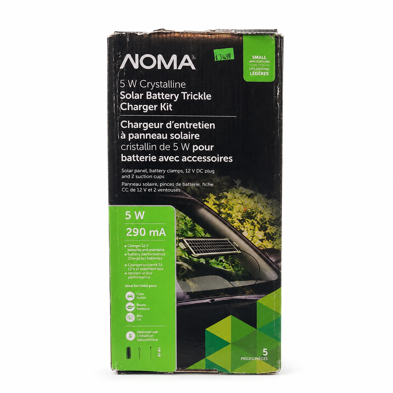 NOMA 5W Crystalline Solar Battery Trickle Charger Kit
