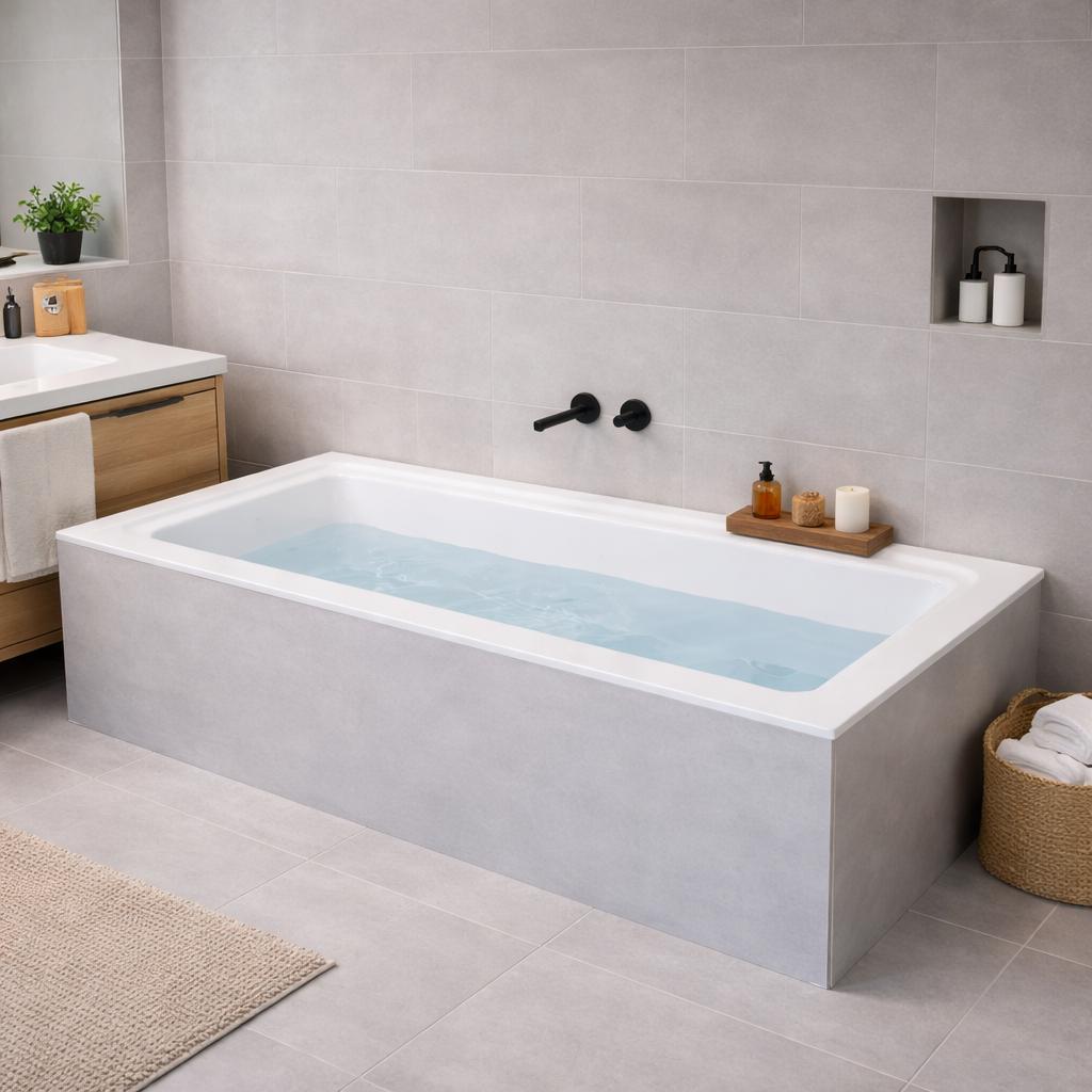 Sleek White Acrylic Bathtub