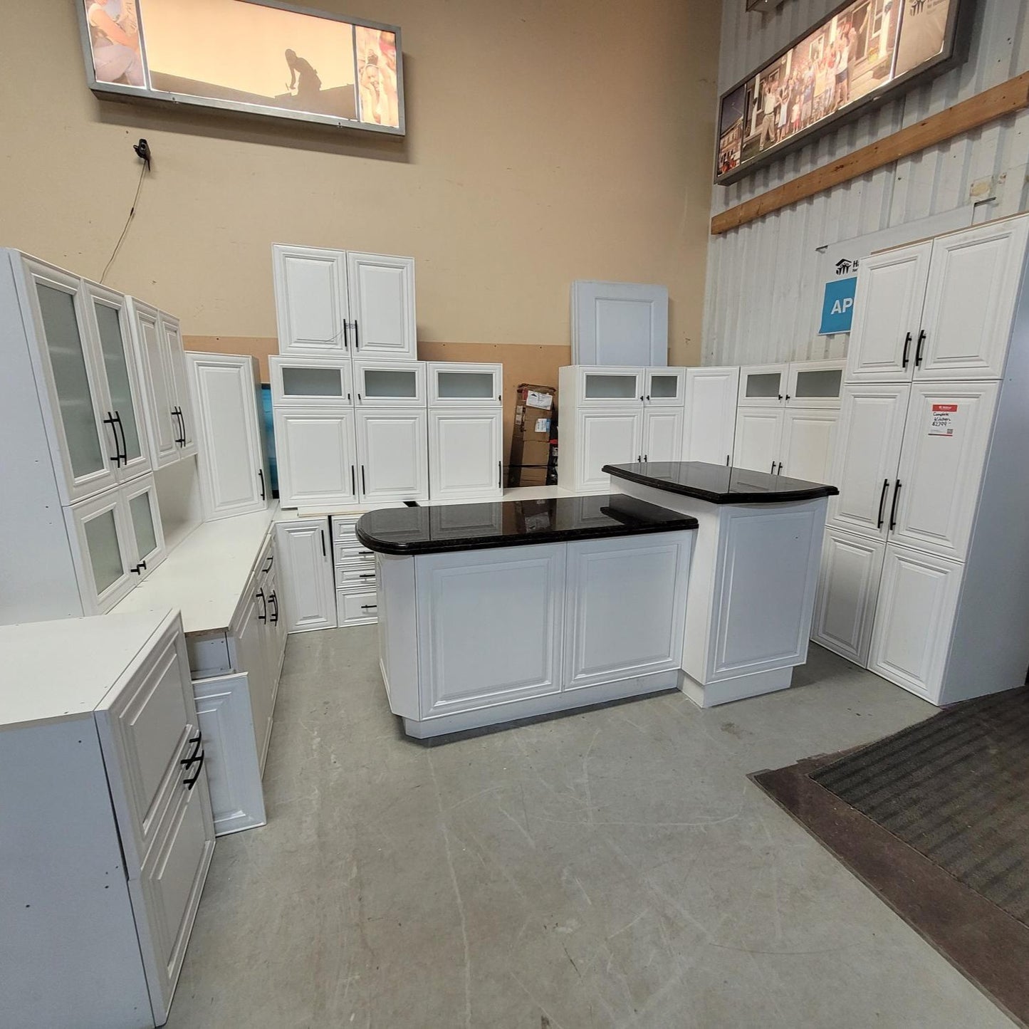 White Shaker Kitchen with Multi-Level Island