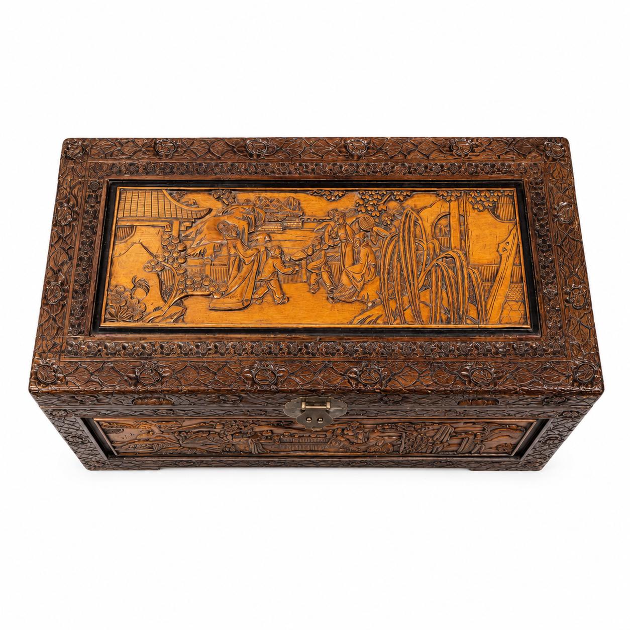 Hand-Carved Decorative Wooden Storage Chest