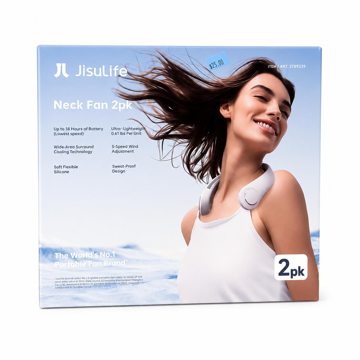 JisuLife Neck Fan 2-Pack – Portable Personal Cooling Fans