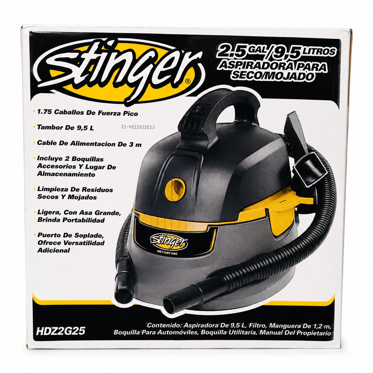 Stinger 2.5 Gallon Wet/Dry Vacuum – 9.5L Portable Shop Vac
