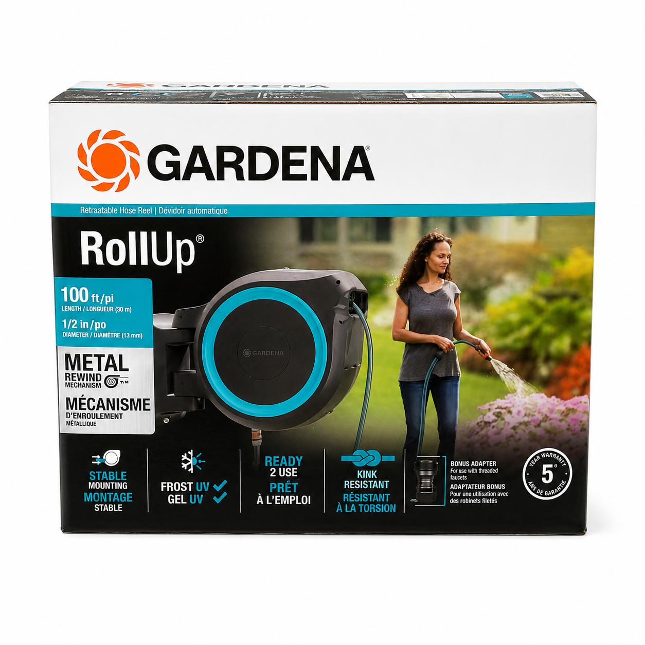Gardena Roll Up Retractable Hose Reel – 100 ft.