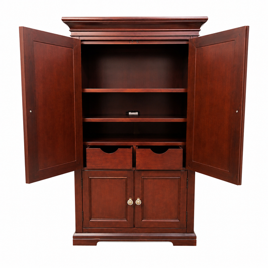 Traditional Cherry Wood Entertainment Armoire / Storage Cabinet