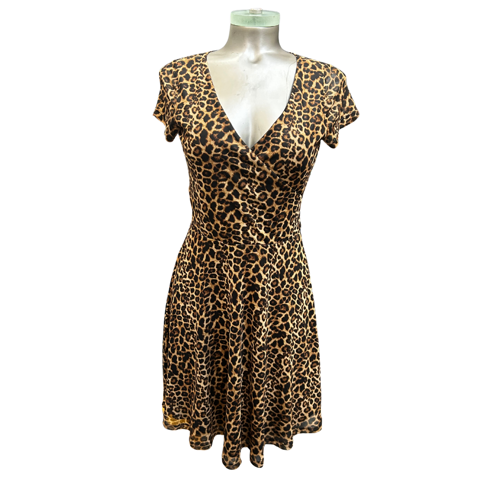 Leopard Faux Wrap Dress - Medium