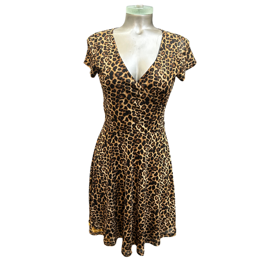 Leopard Faux Wrap Dress - Medium