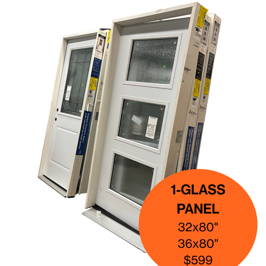 Steel Entry Door with Glass Insert - 36x80"
