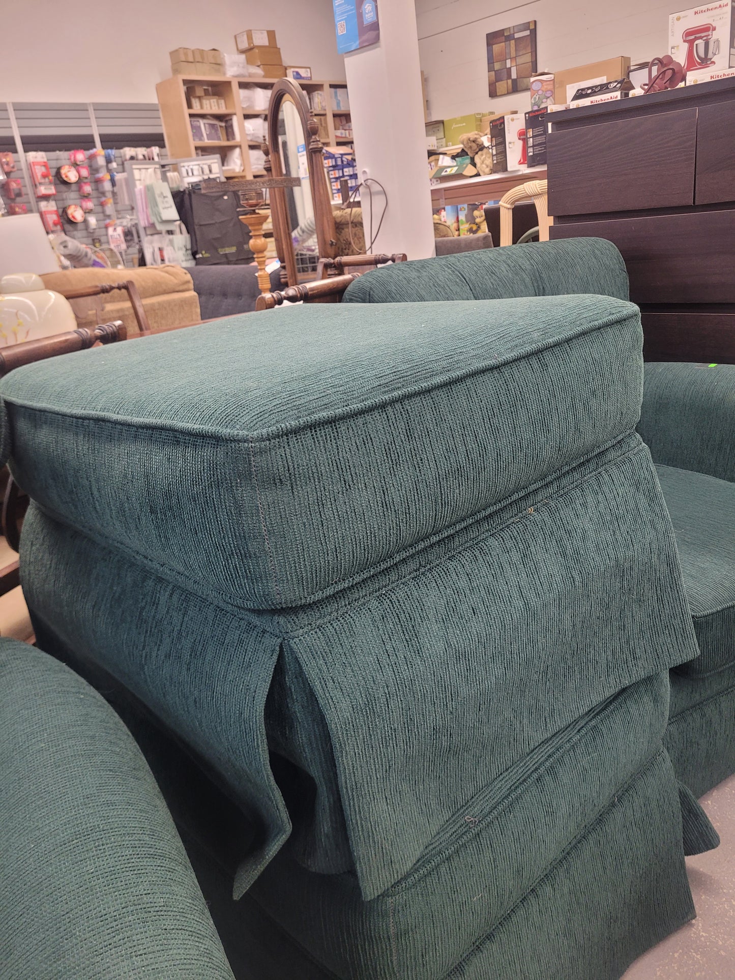 Classic Green Accent Chair & Ottoman Set