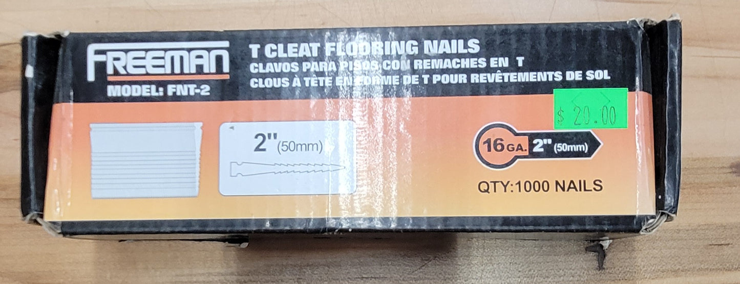 Freeman 2" T-Cleat Flooring Nails – 1,000 Count (Model FNT-2)
