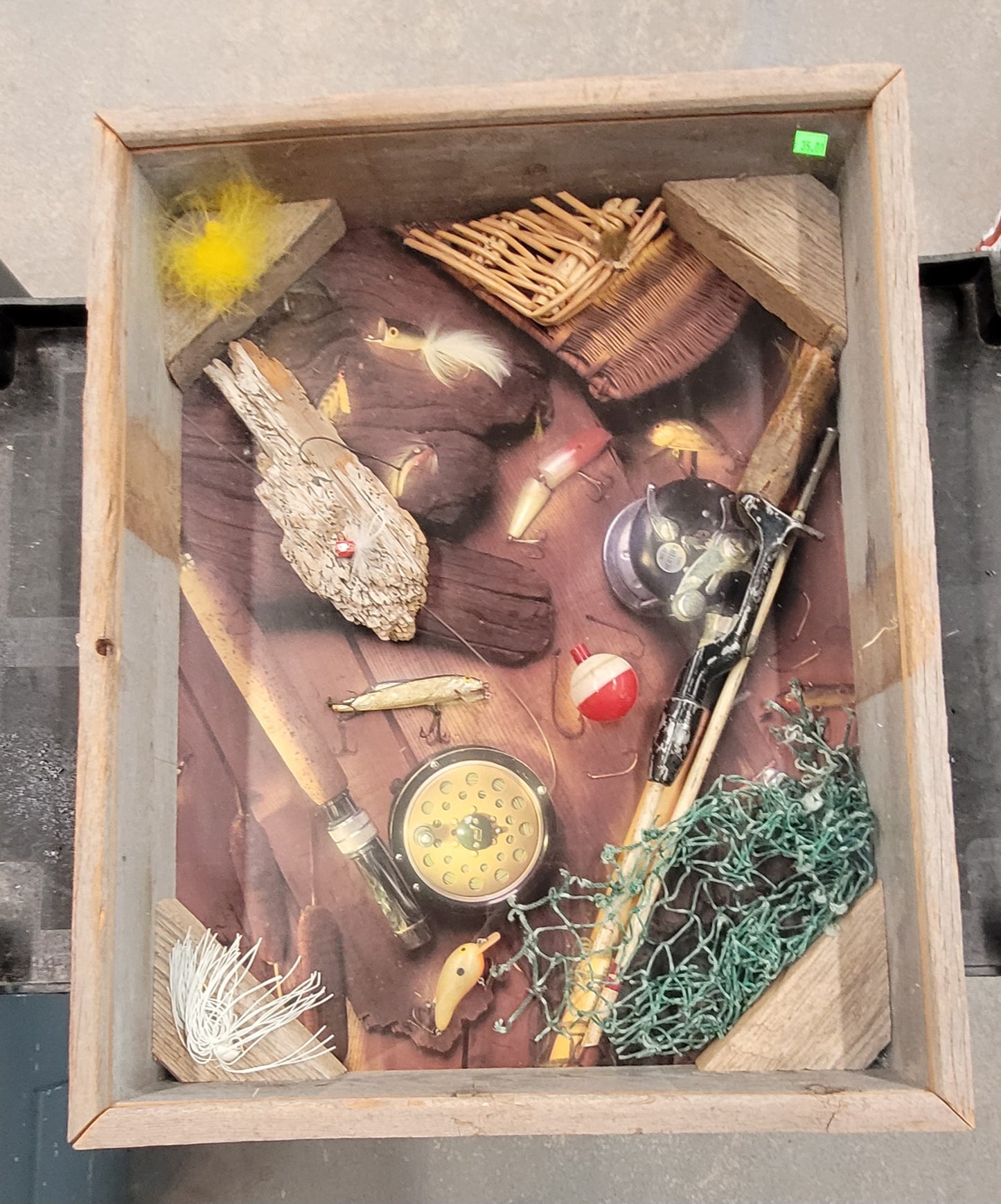 Vintage Fishing Shadow Box Display