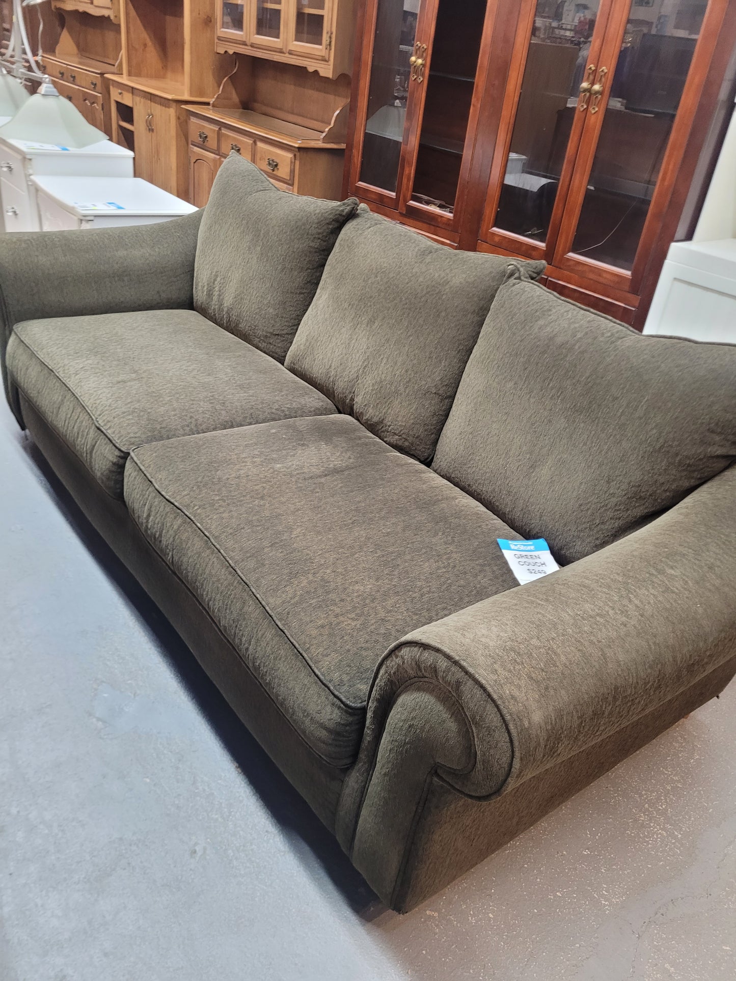 Olive Green Upholstered Sofa