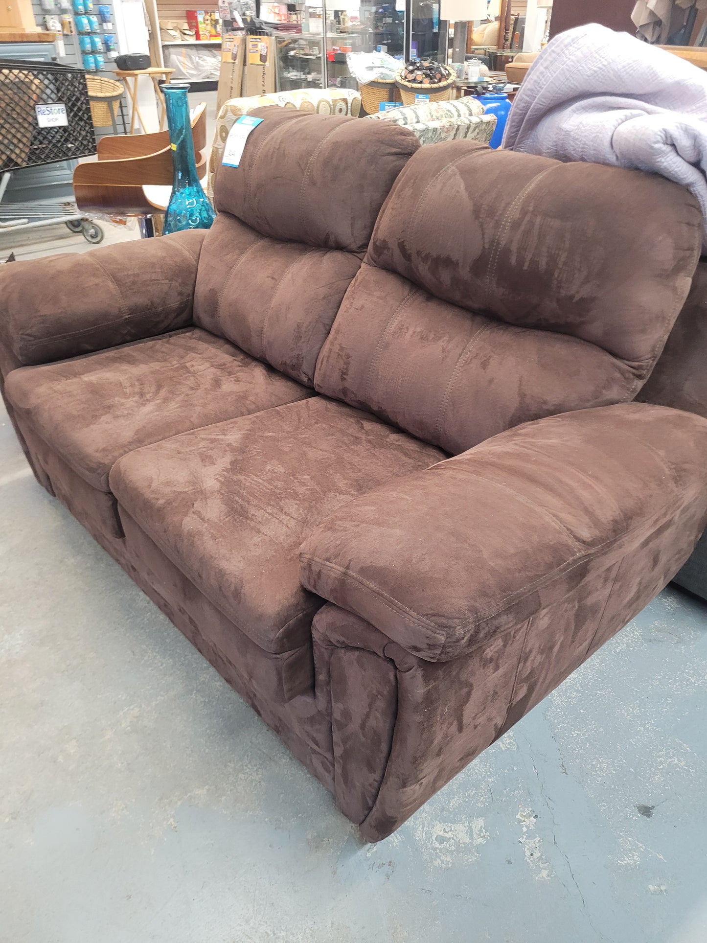 Plush Brown Upholstered Loveseat
