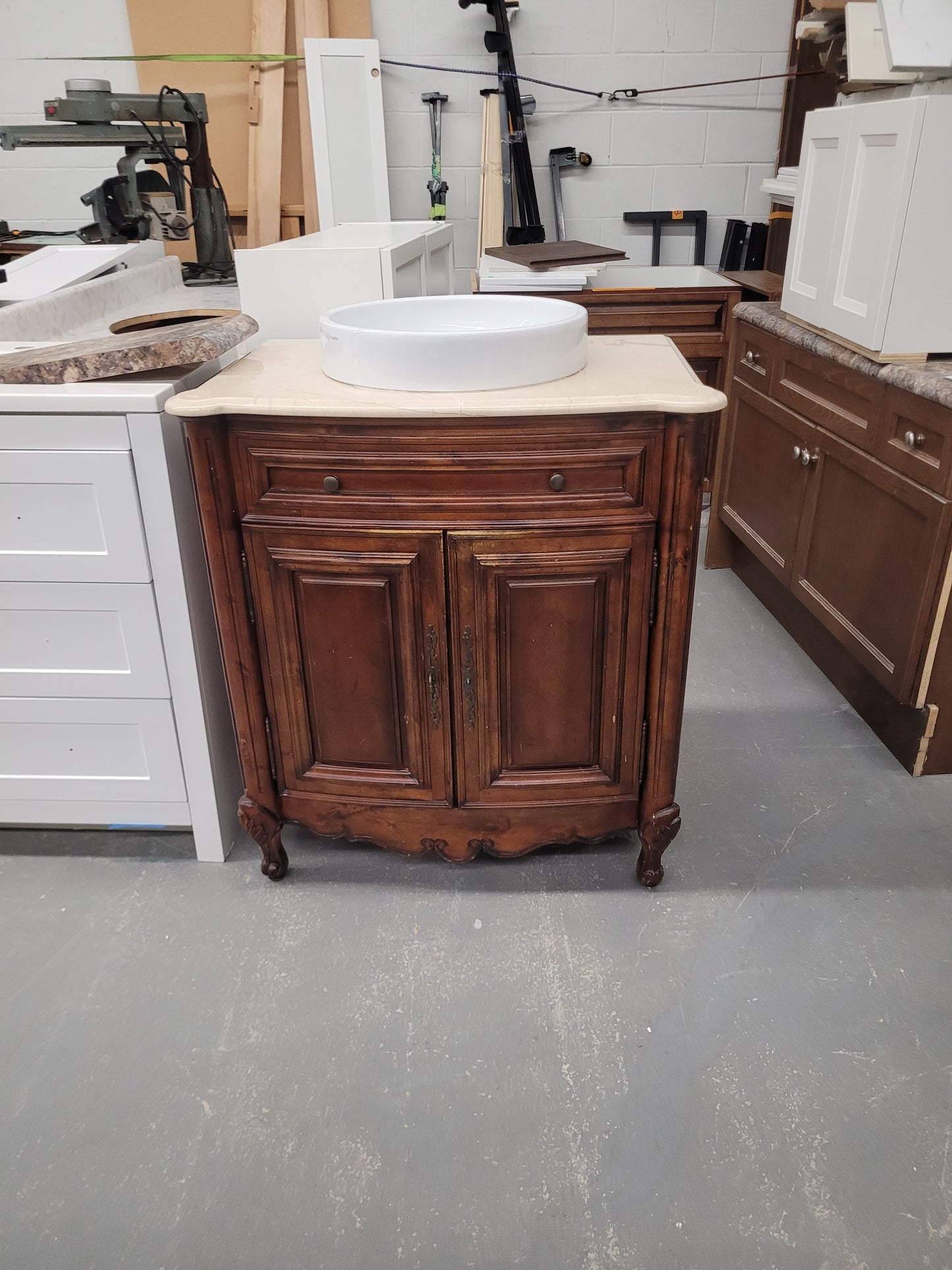 Vintage-Style Bathroom Vanity with Vessel Sink