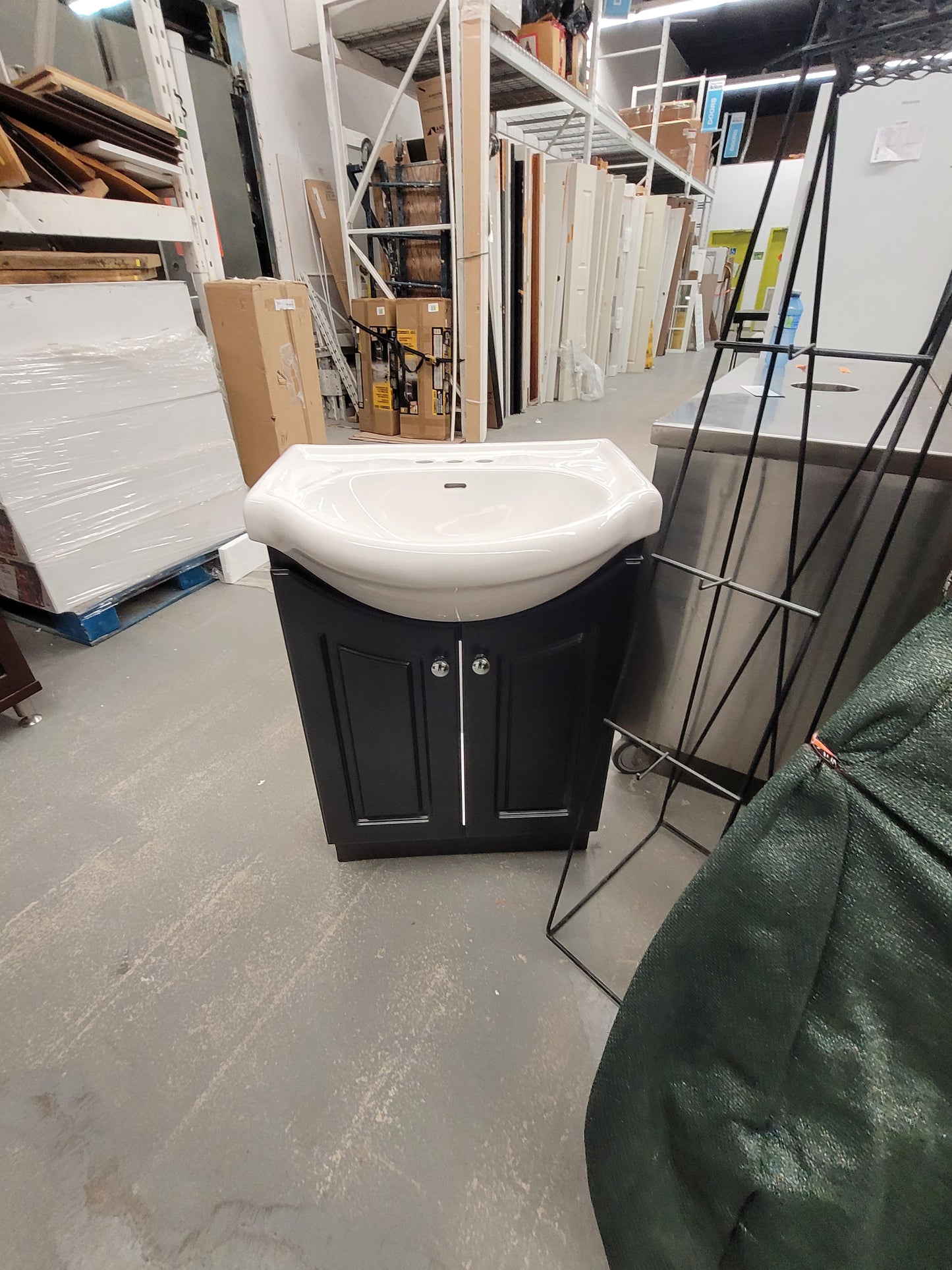Black Bathroom Vanity with Ceramic Sink