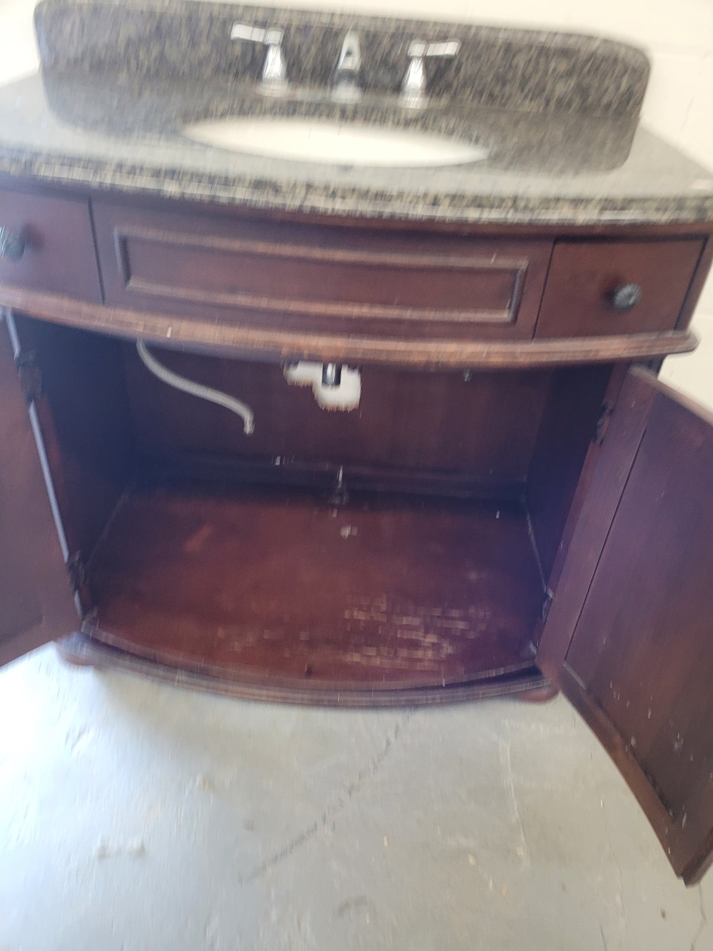 Dark Wood Bathroom Vanity with Granite Top