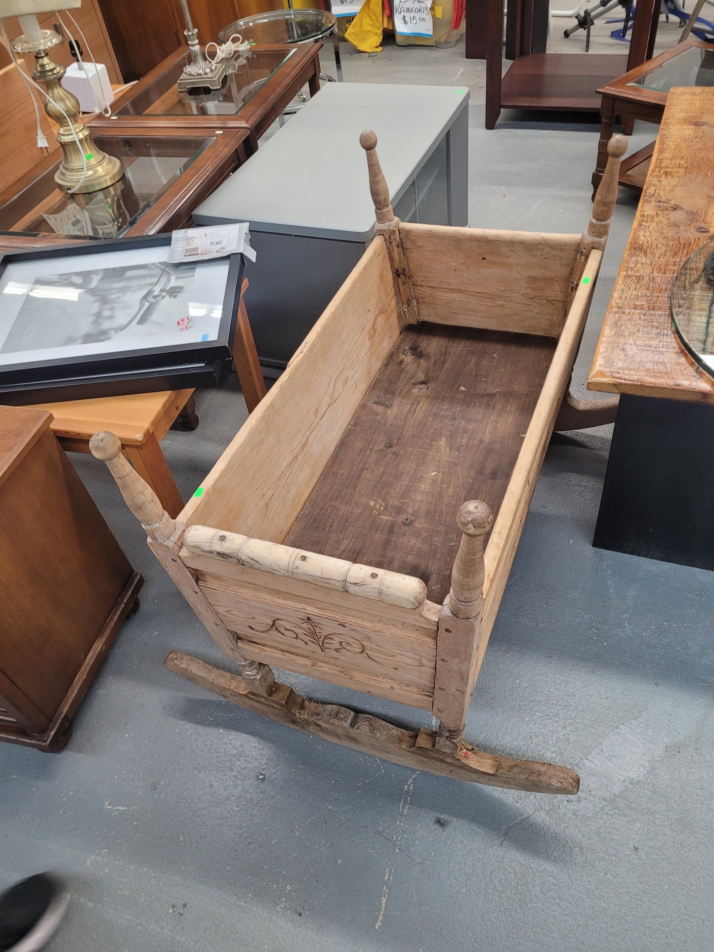 Vintage Wooden Rocking Cradle
