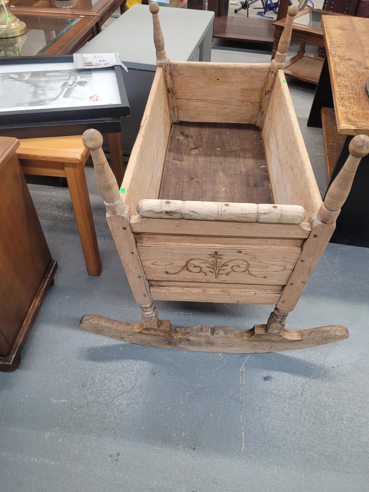 Vintage Wooden Rocking Cradle