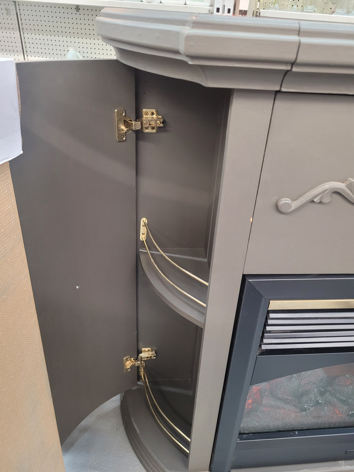 Electric Fireplace with Mantel and Hidden Storage