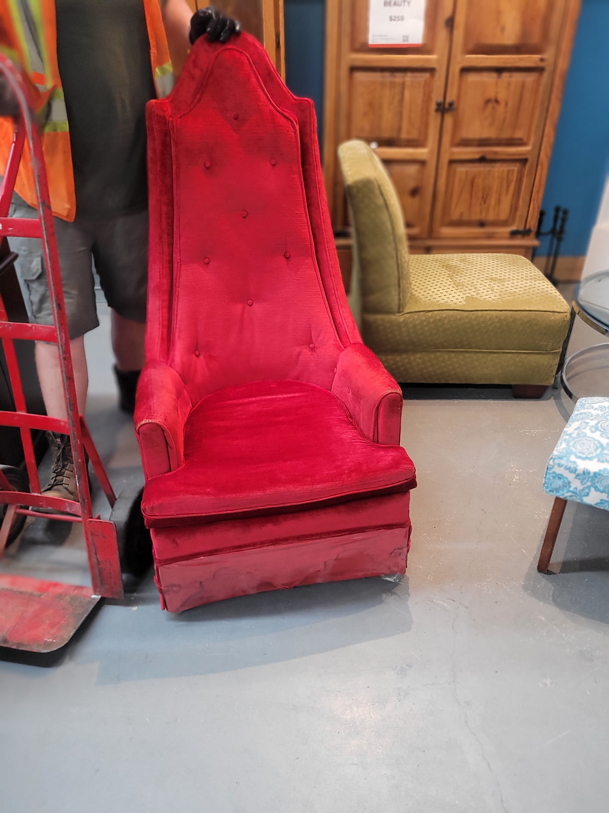 Vintage Red High-Back Accent Chair