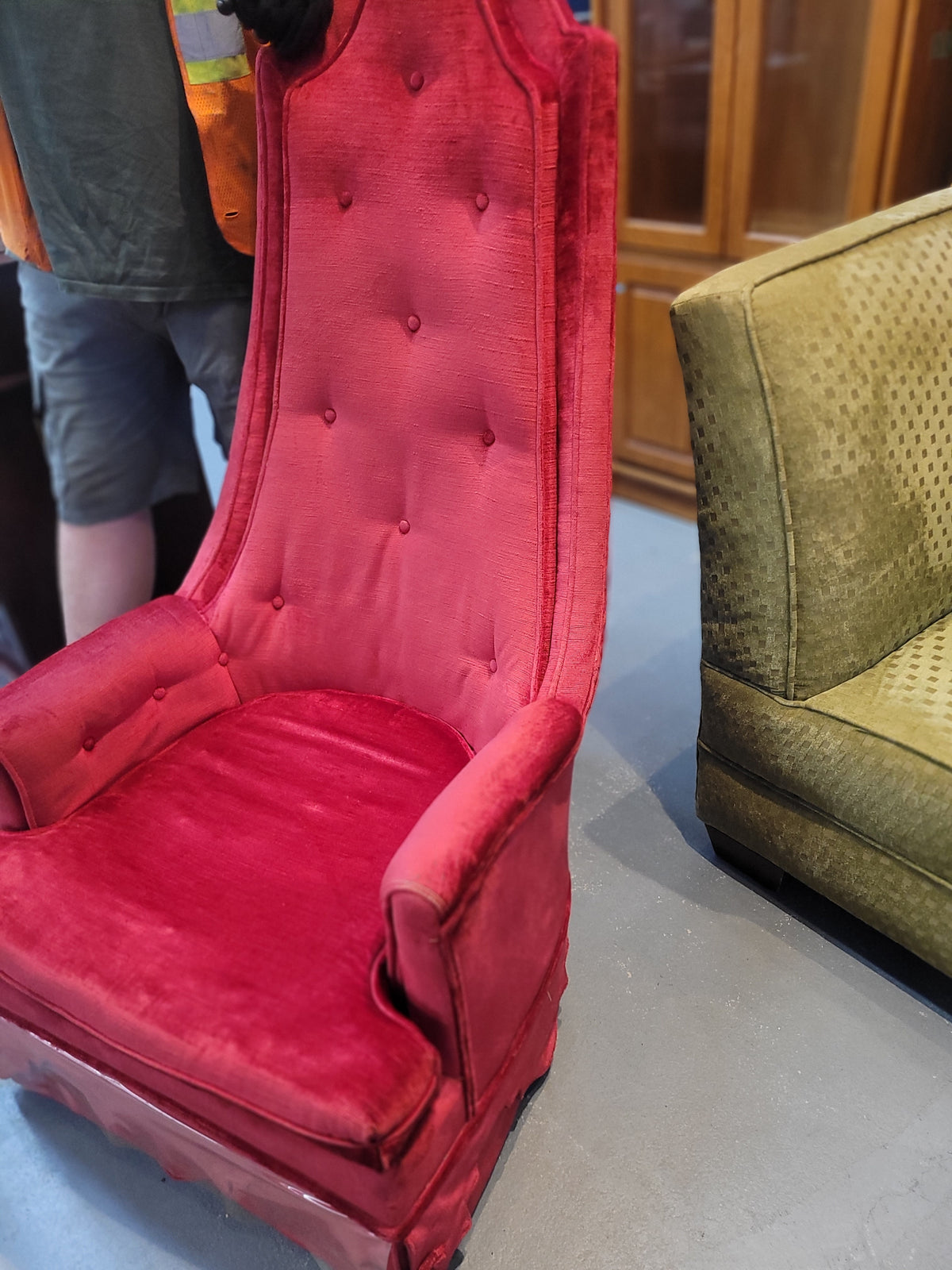 Vintage Red High-Back Accent Chair