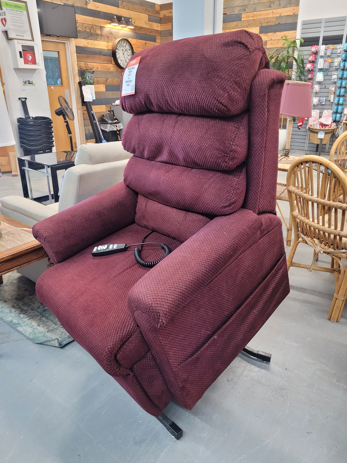 Burgundy Power Lift Recliner